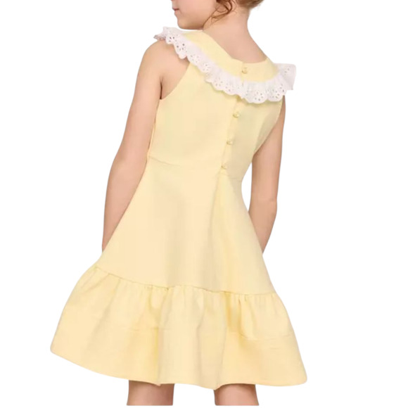 Janie and Jack Yellow Eyelet Ruffle Ponte Dress A-Line - Picture 3 of 8
